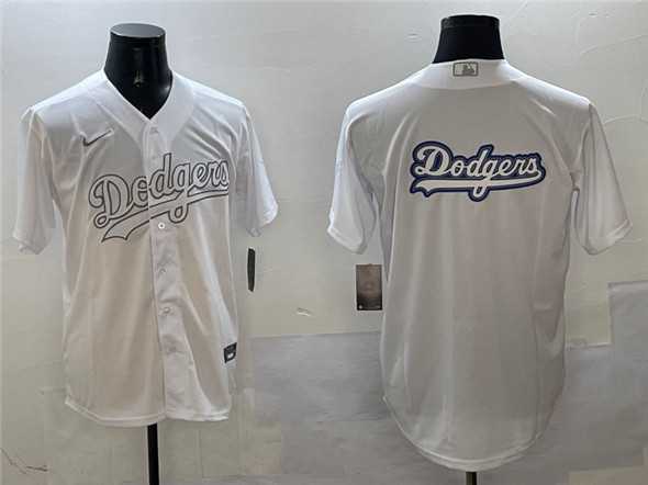 Men%27s Los Angeles Dodgers Team Big Logo White Cool Base Stitched Jersey->los angeles dodgers->MLB Jersey